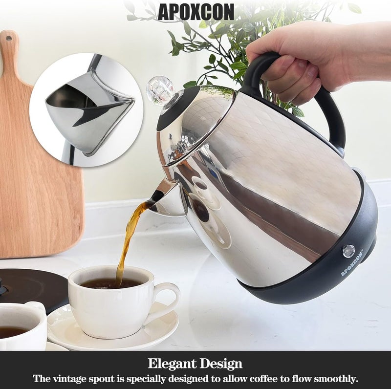 APOXCON Electric Coffee Percolator Stainless Steel Coffee Maker with Clear Brew Progress Knob and No-Drip Spout Auto Keep Warm & Cordless Serving Coffee pot with On/OFF Switch Fast Brew (10 Cup) - Image 5